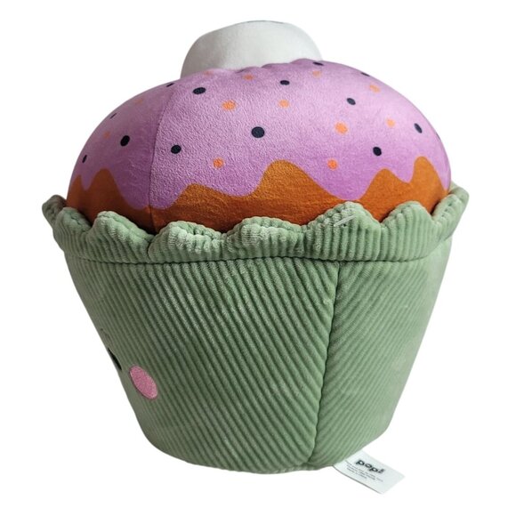 Pop! Happy Smiling Cupcake Plush Green Pink Spooky Eye On Top Ribbed NWOT - Picture 4 of 10